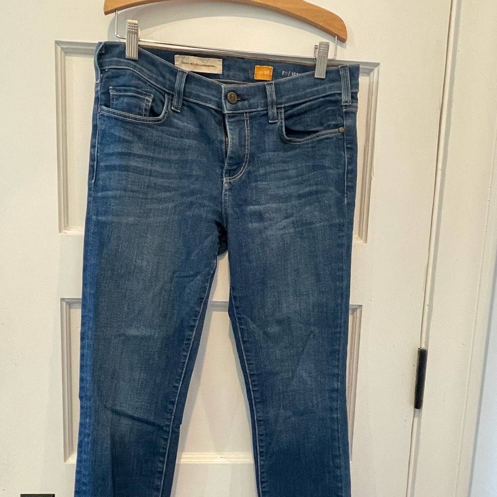 Pilcro and the Letterpress Dark Blue Skinny Jeans Anthropologie serif fit